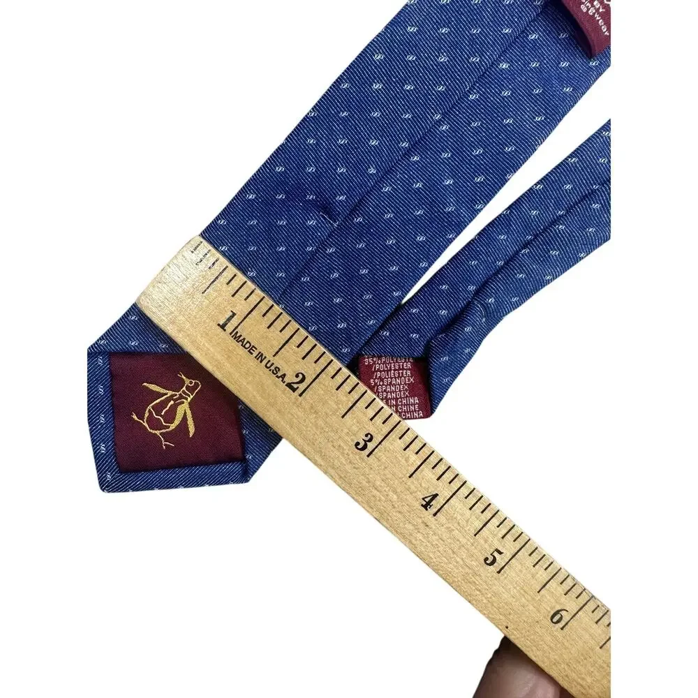 Original Penguin Blue Geometric Skinny Necktie Polyester Spandex 2.25
